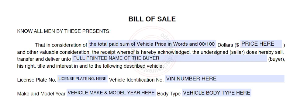 Photo of a Hawaii Odometer Disclosure Statement form section